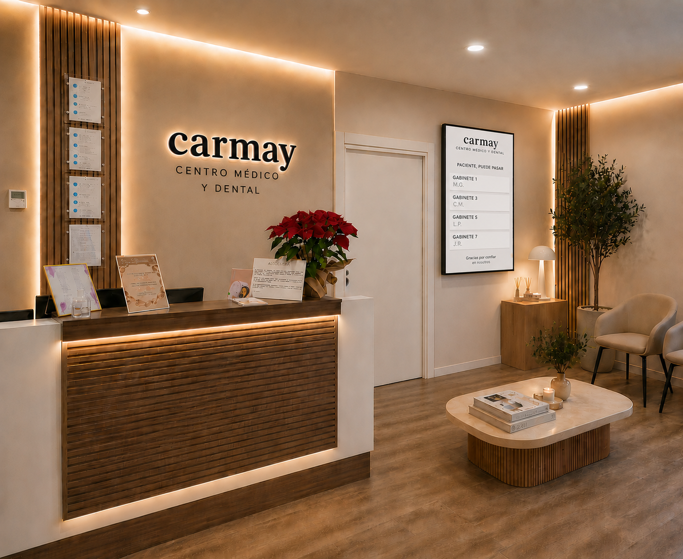 Recepción de CARMAY Centro Médico y Dental en Chamberí, Madrid